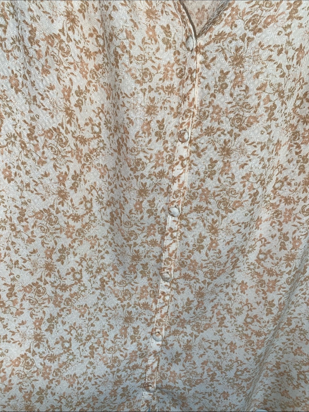 ANGELS-Forever Young Cream Pink & Tan Floral Button-Front Women's Top Sz Large - Picture 5 of 14